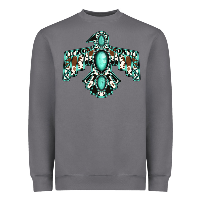 Cowhide Turquoise Thunderbird Heavyweight Sweatshirt by Jasminsmagicworld | Teevron