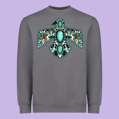 Cowhide Turquoise Thunderbird Heavyweight Sweatshirt Designed By Jasminsmagicworld
