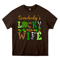 Chocolate Brown St. Patrick's Somebody’s lucky ass wife Heavy Core Tee - OliviaCreatesArt