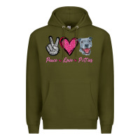 Army Green Peace Love Pitties Premium Hoodie - Jasminsmagicworld