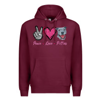 Burgundy Peace Love Pitties Premium Hoodie - Jasminsmagicworld