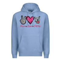 Colony Blue Peace Love Pitties Premium Hoodie - Jasminsmagicworld