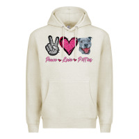 Oatmeal Heather Peace Love Pitties Premium Hoodie - Jasminsmagicworld
