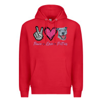 Red Peace Love Pitties Premium Hoodie - Jasminsmagicworld