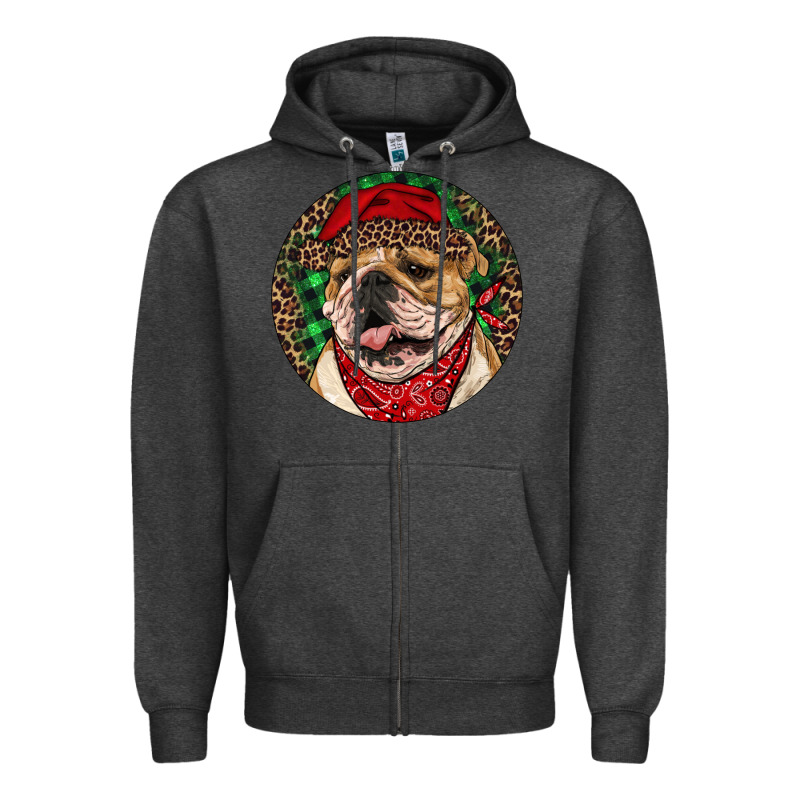 Christmas English Bulldog Zipper Hoodie by RanaPortraitStore | Teevron