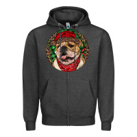 Charcoal Heather Christmas English Bulldog Zipper Hoodie - RanaPortraitStore