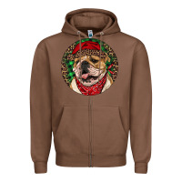 Chestnut Christmas English Bulldog Zipper Hoodie - RanaPortraitStore