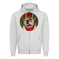 Dove Grey Christmas English Bulldog Zipper Hoodie - RanaPortraitStore