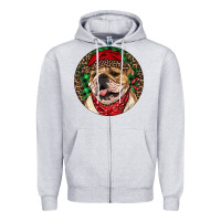 Heather Grey Christmas English Bulldog Zipper Hoodie - RanaPortraitStore