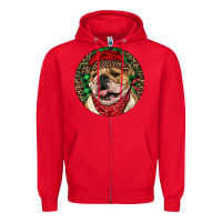 Red Christmas English Bulldog Zipper Hoodie - RanaPortraitStore