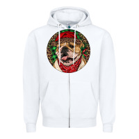White Christmas English Bulldog Zipper Hoodie - RanaPortraitStore