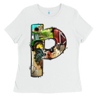 White farm life alphabet lowercase letters p Ladies Tee - BundleAndBundleShop