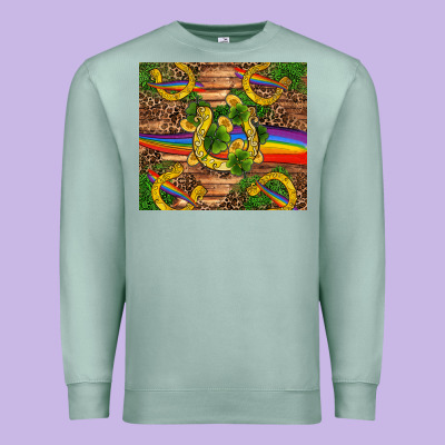 St Patricks Day Horseshoe Shamrock Rainbow Gold Premium Sweatshirt Designed By Ranaportraitstore