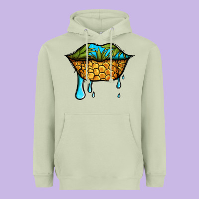 Summer Vibes Pineapple Lips Heavyweight Hoodie Designed By Jasminsmagicworld