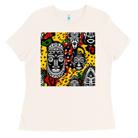 Bone african masks colorful seamless pattern Ladies Tee - BundleAndBundleShop