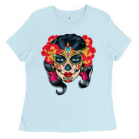 Baby Blue sugar skull Ladies Tee - BundleAndBundleShop