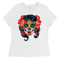 White sugar skull Ladies Tee - BundleAndBundleShop