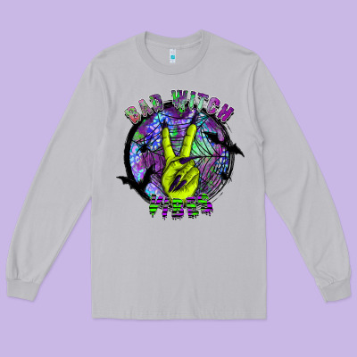 Bad Witch Vibes Long Sleeve Tee Designed By Sublimationcraftshop