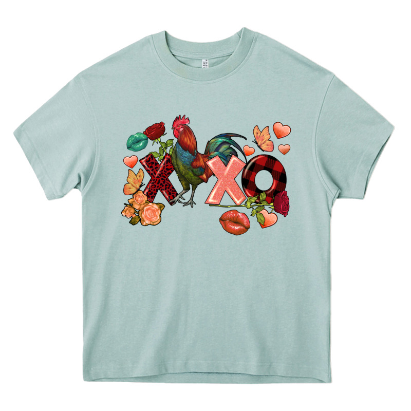 Rooster Valentine's Day Xoxo Heavy Core Tee by FaDigitalArtStudio | Teevron