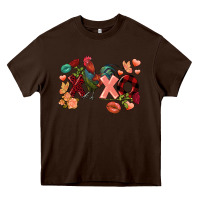 Chocolate Brown Rooster Valentine's Day xoxo Heavy Core Tee - FaDigitalArtStudio