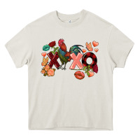 Cream Rooster Valentine's Day xoxo Heavy Core Tee - FaDigitalArtStudio
