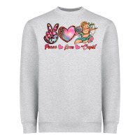 Heather Grey peace love cupid Heavyweight Sweatshirt - RanaPortraitStore