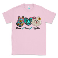 Bubblegum Pink peace love pomeranian Classic Tee - RanaPortraitStore