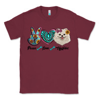 Burgundy peace love pomeranian Classic Tee - RanaPortraitStore