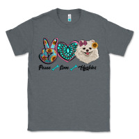 Charcoal Heather peace love pomeranian Classic Tee - RanaPortraitStore