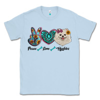 Dusty Blue peace love pomeranian Classic Tee - RanaPortraitStore