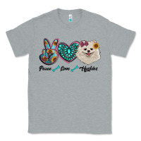Heather Grey peace love pomeranian Classic Tee - RanaPortraitStore