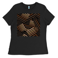 Black melanin american flag seamless pattern Ladies Tee - BundleAndBundleShop