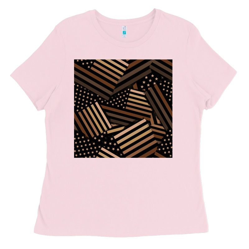 Melanin American Flag Seamless Pattern Ladies Tee by BundleAndBundleShop | Teevron