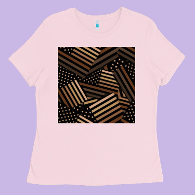 Melanin American Flag Seamless Pattern Ladies Tee Designed By Bundleandbundleshop