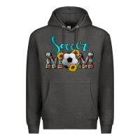 Charcoal Heather western leopard cowhide sunflowers  glitter mom soccer Premium Hoodie - Artiststas