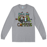 Heather Grey let's go camping Long Sleeve Tee - CowhideDigitalArt