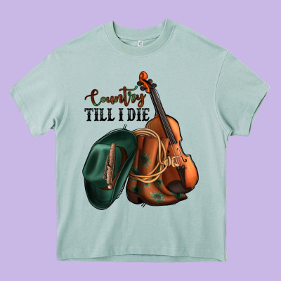 Country Till I Die Heavy Core Tee Designed By Jasminsmagicworld