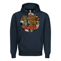 Navy Christmas Cowboy Boots Zipper Hoodie - RanaPortraitStore