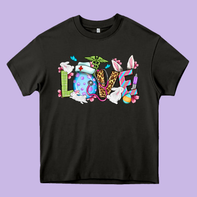 Easter Day Love Nurse Heavy Core Tee Designed By Oliviacreatesart