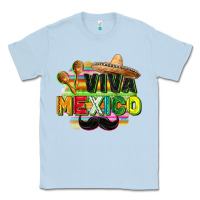Dusty Blue Viva Mexico Classic Tee - FaDigitalArtStudio