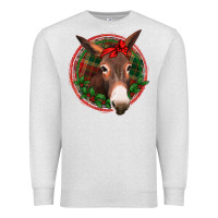 Oatmeal Heather Christmas donkey with bandana Premium Sweatshirt - Jasminsmagicworld