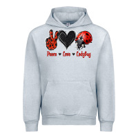 Heather Grey Peace Love Ladybug Urban Hoodie - Jasminsmagicworld