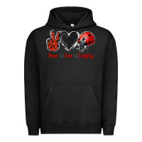 Pigment Black Peace Love Ladybug Urban Hoodie - Jasminsmagicworld