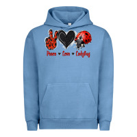 Pigment Pebble Blue Peace Love Ladybug Urban Hoodie - Jasminsmagicworld