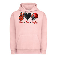 Pigment Salmon Peace Love Ladybug Urban Hoodie - Jasminsmagicworld