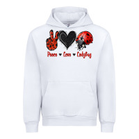 White Peace Love Ladybug Urban Hoodie - Jasminsmagicworld