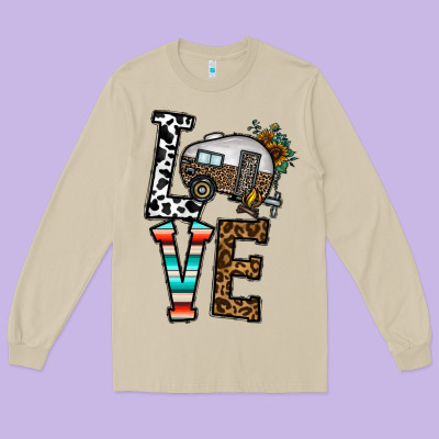 Love Caravan Long Sleeve Tee Designed By Cowhidedigitalart