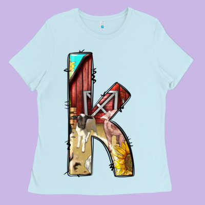 Farm Life Alphabet Lowercase Letters K Ladies Tee Designed By Bundleandbundleshop