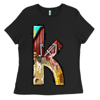 Black farm life alphabet lowercase letters k Ladies Tee - BundleAndBundleShop