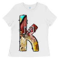 White farm life alphabet lowercase letters k Ladies Tee - BundleAndBundleShop